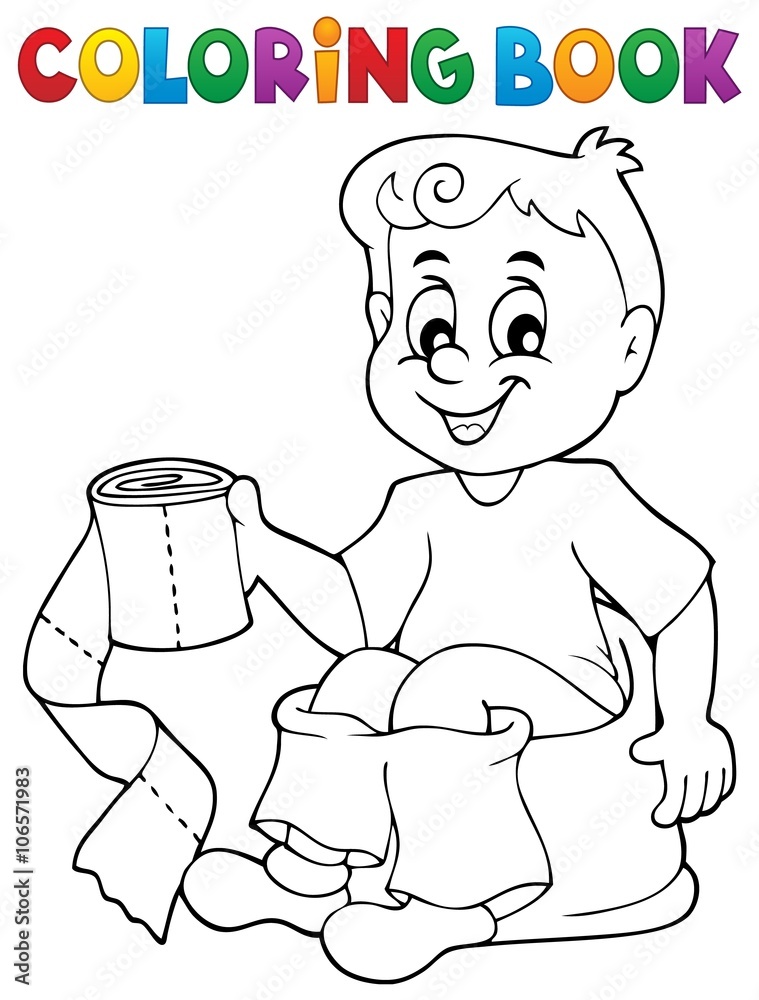 Coloring book boy on potty vector