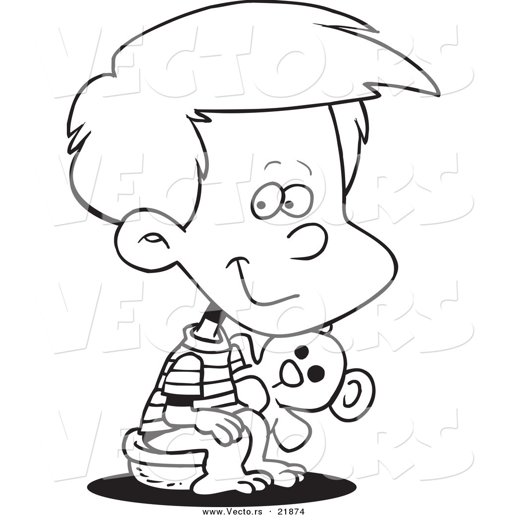 R of a cartoon boy using a potty