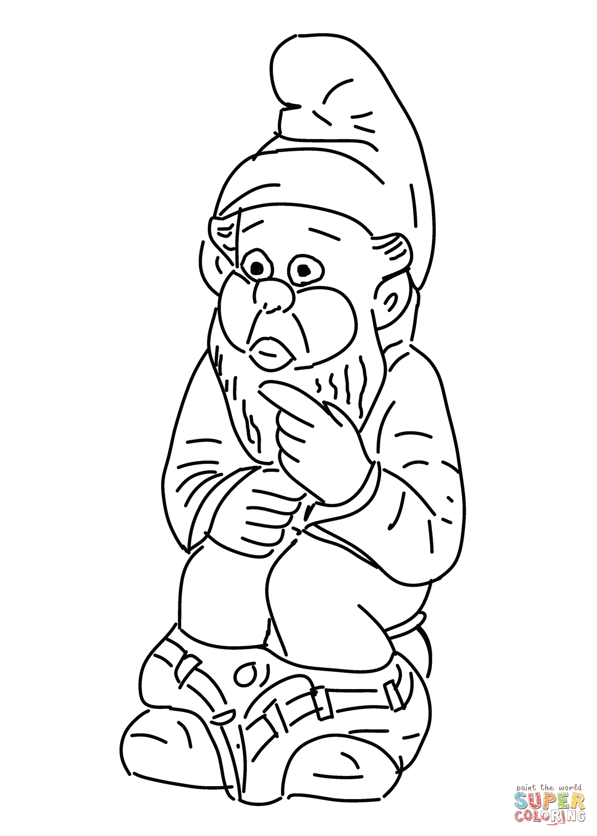 Dwarf sitting on a potty coloring page free printable coloring pages