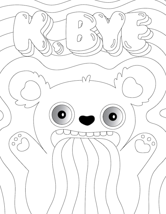 Potty mouth kawaii adult coloring page k bye printable
