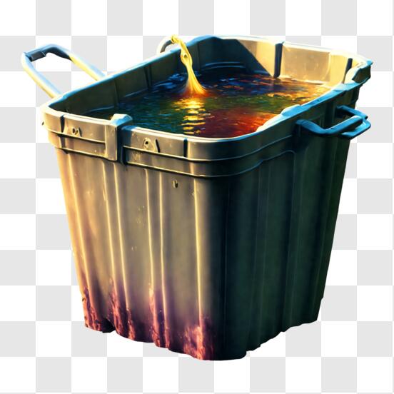 Download trash can with pouring liquid png online
