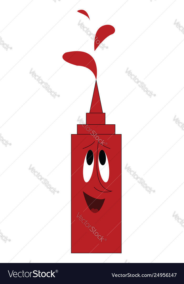 Tomato ketchup bottle emoji or color royalty free vector