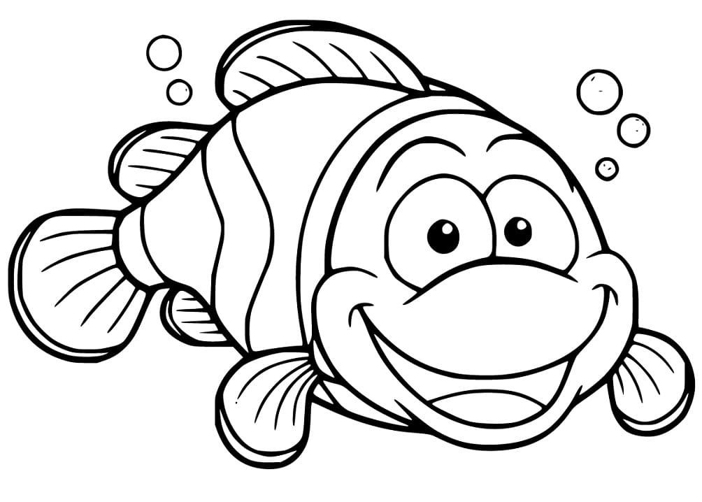 Cartoon clownfish coloring page
