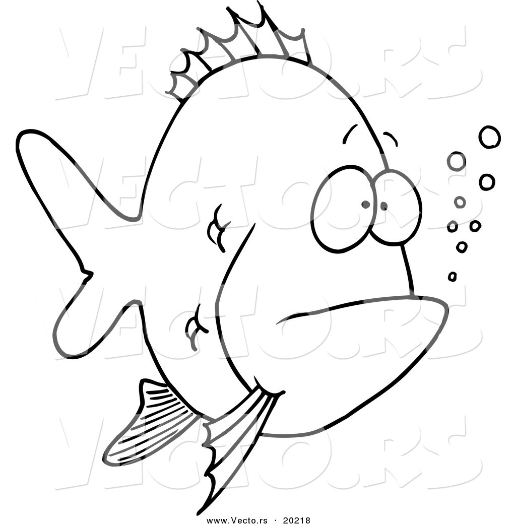R of a cartoon bored fish