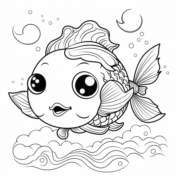 Premium ai image ocean pout kids learning hand drawn cute coloring book kawaii line art