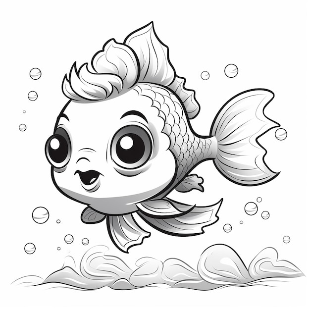 Premium ai image ocean pout kids learning charm flat coloring book kawaii line art