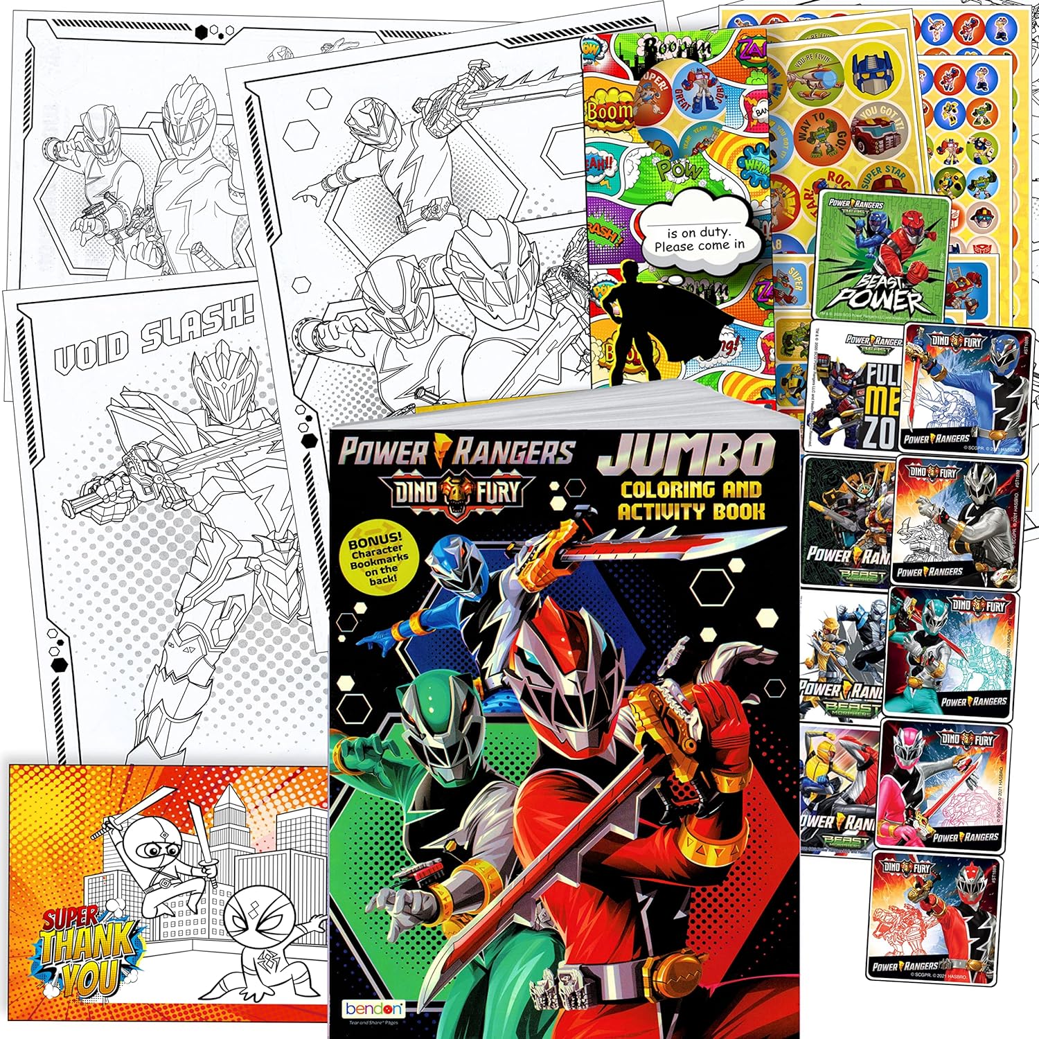 Power rangers dino charge coloring book and stickers super set bundle