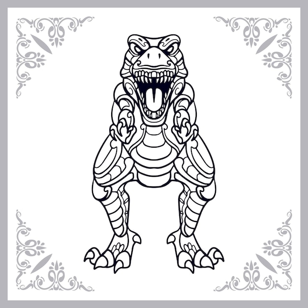 Premium vector tyrannosaurus rex zentangle arts isolated on white background