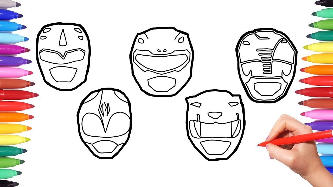 Power rangers faces coloring pages how o draw power rangers faces colouring powerrangers for kids
