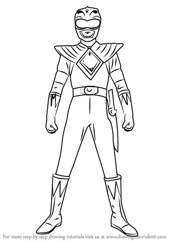 How to draw green ranger from power rangers power rangers step by step