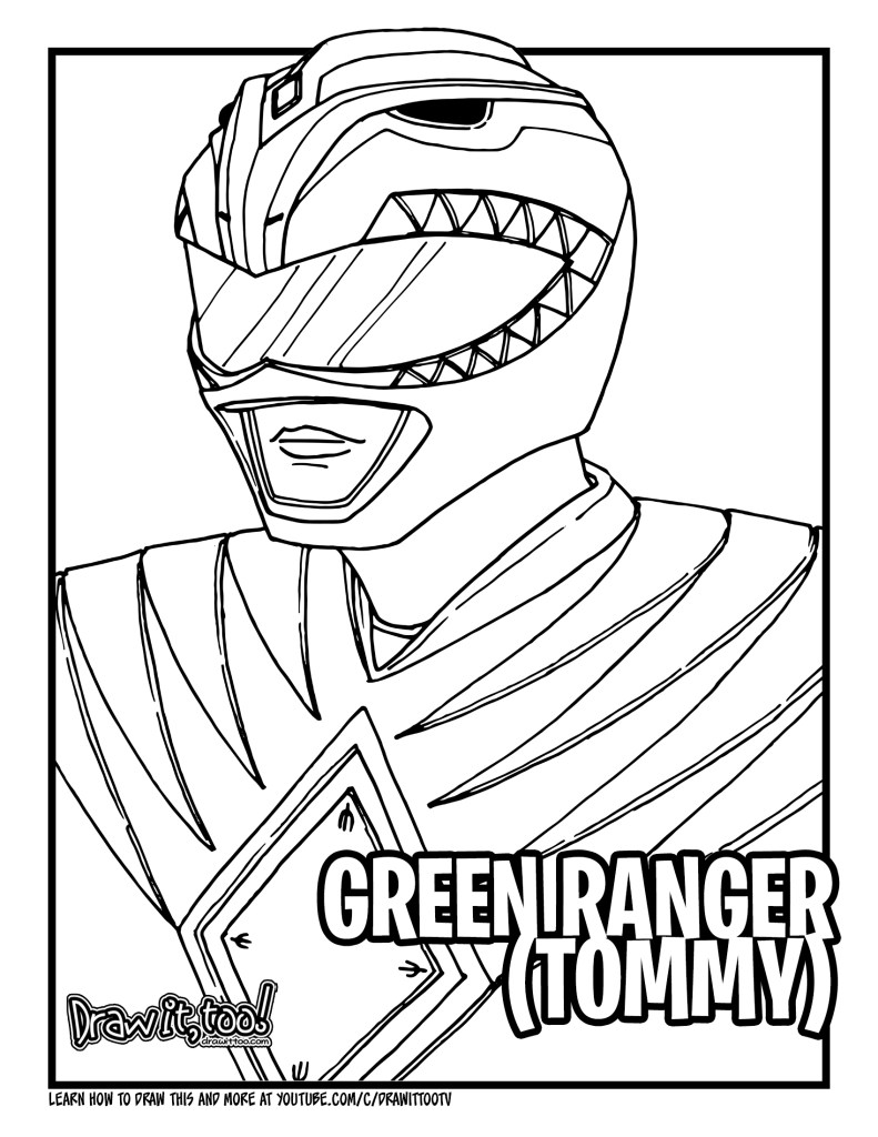 How to draw green ranger tommy mighty morphin power rangers drawing tutorial