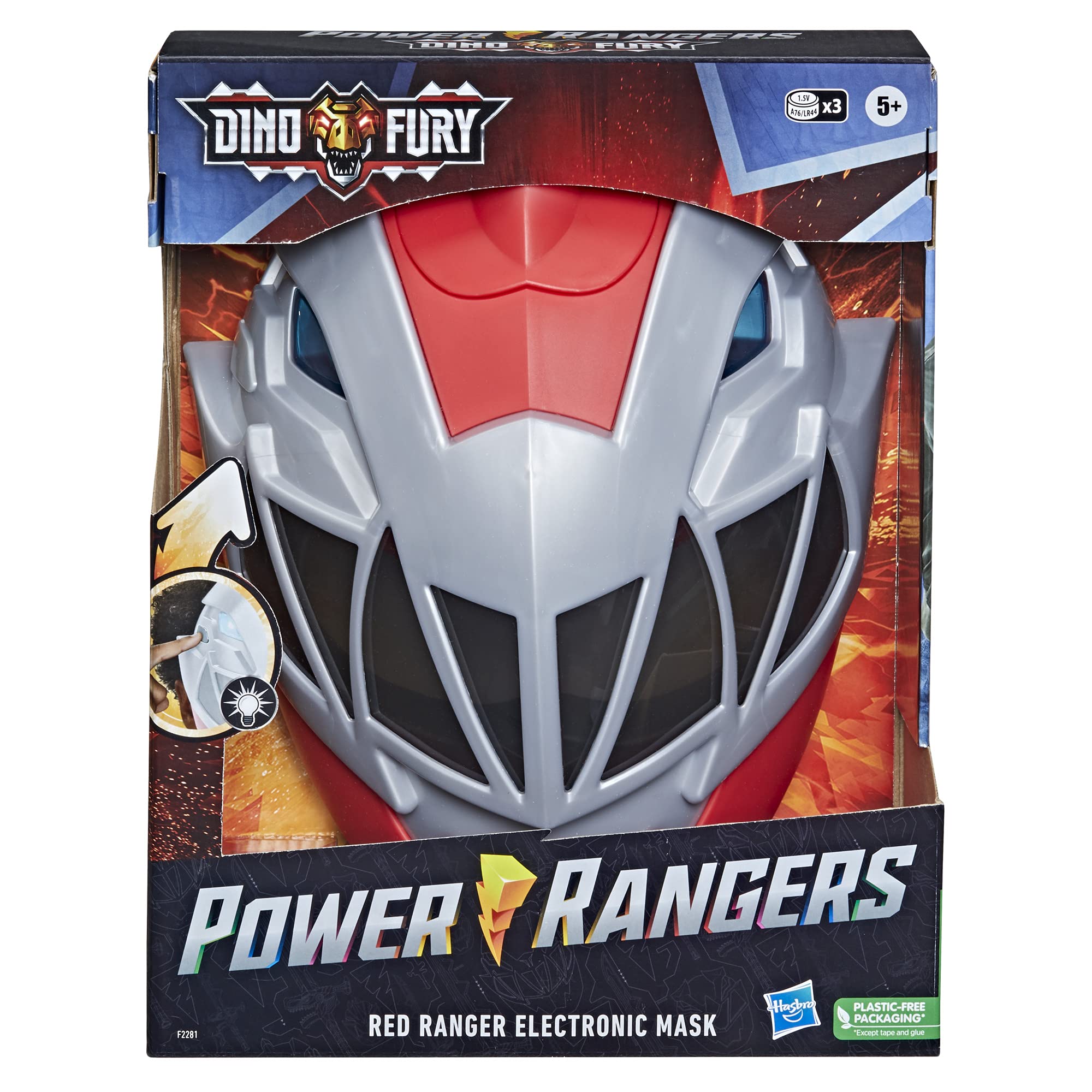 Power rangers dino fury red ranger electronic mask roleplay toy for costume and dress up inspired by the tv show ages and up toys games