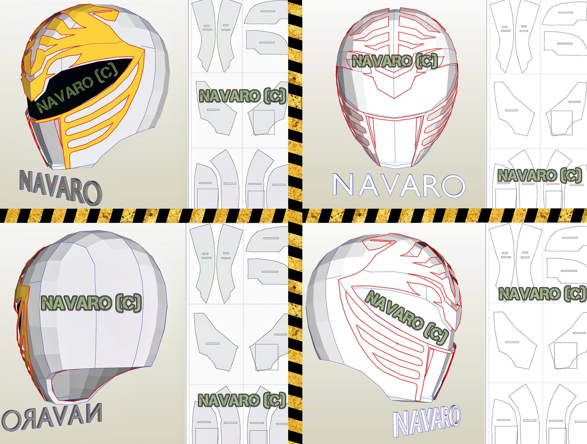 Mmpr power rangers helmet pepakura power rangers helmet template â navaro