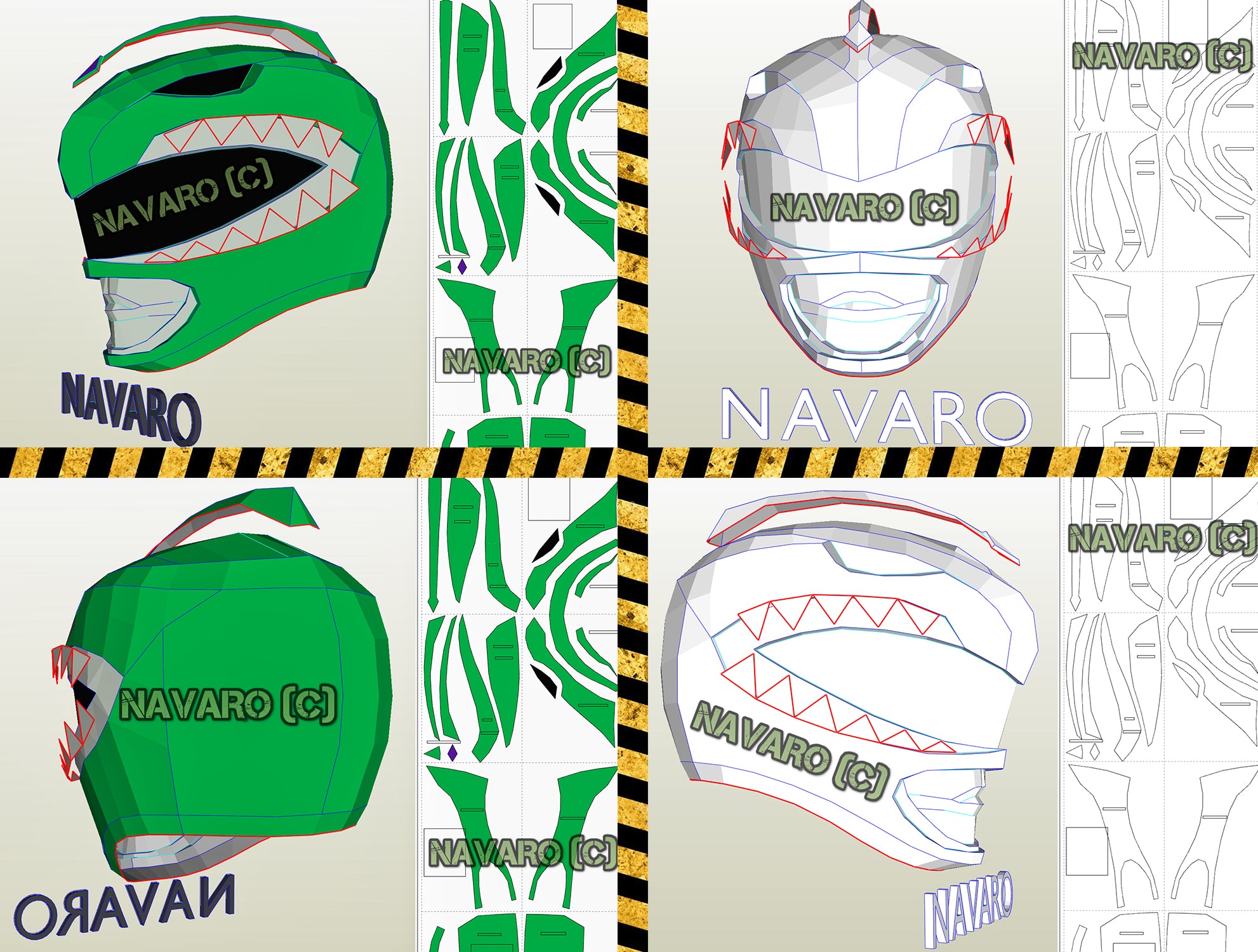 Mmpr power rangers helmet pepakura power rangers helmet template â navaro