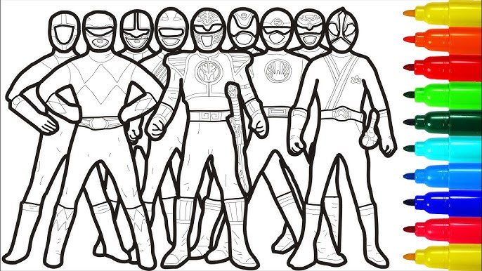 Power rangers ninja steel red smart coloring pages for kids setoys