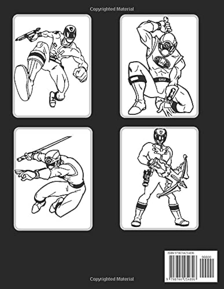 Power rangers coloring book giant fun pages with premium outline images for fans easy