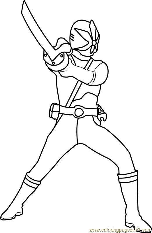 Blue samurai ranger coloring page for kids