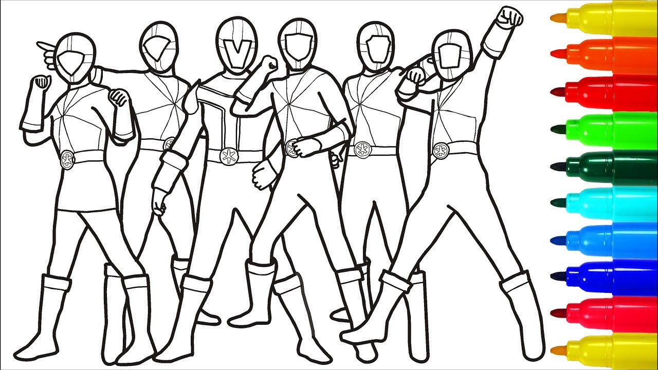 Power rangers saurai wild force coloring pages colouring pages for kids with colored arkers