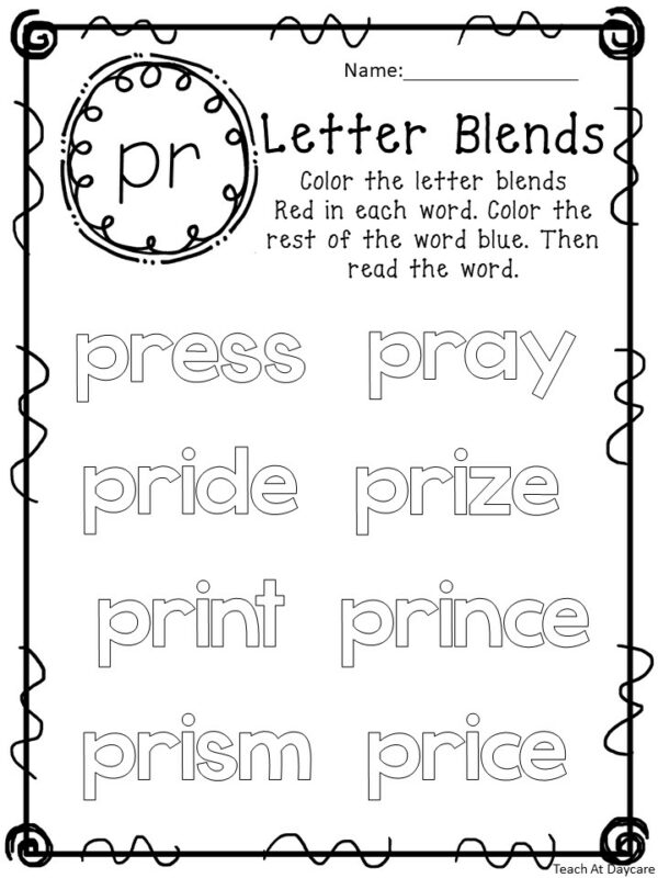Blends color the word worksheets made by teachers