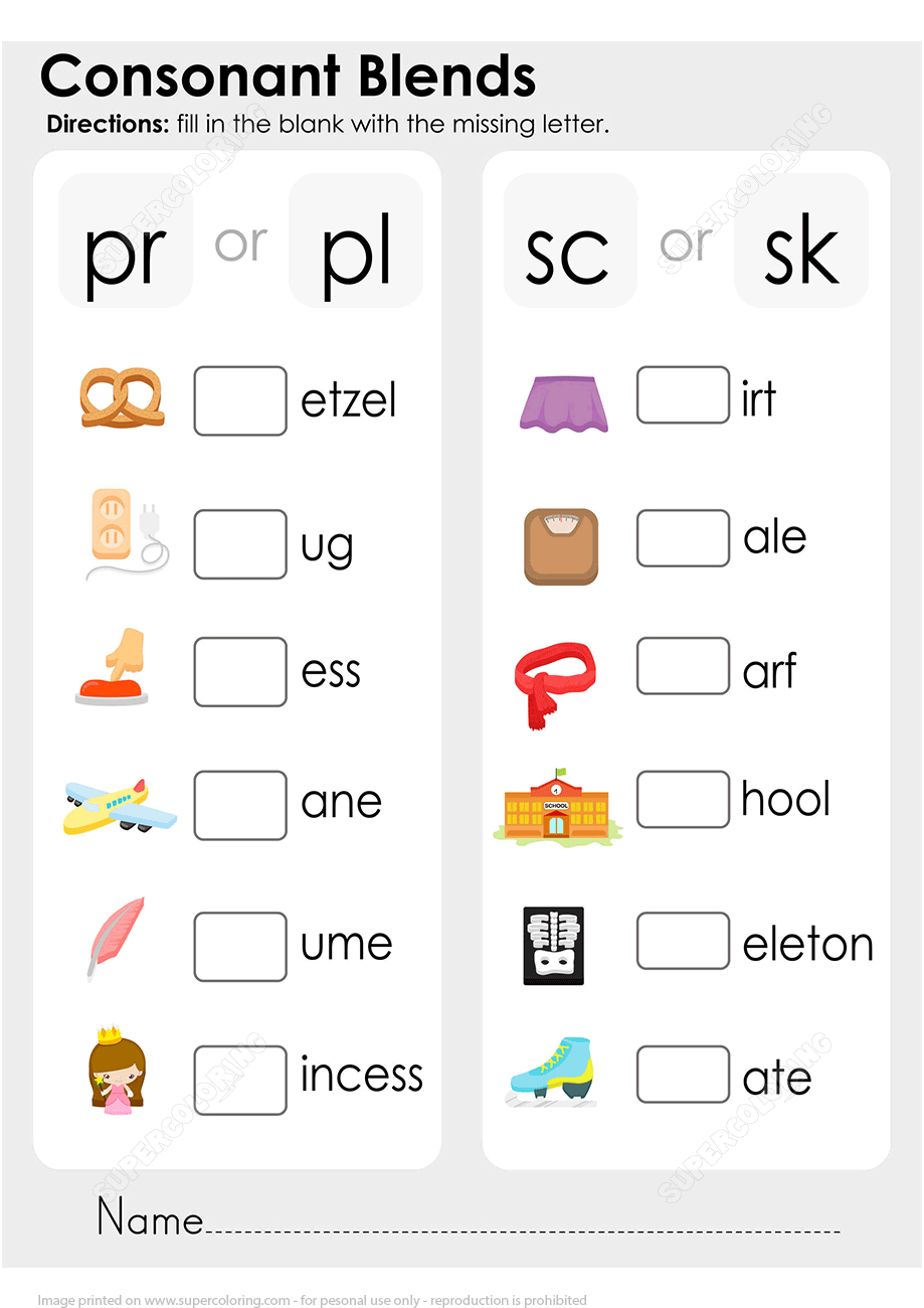 Consonant blends worksheet free printable puzzle games