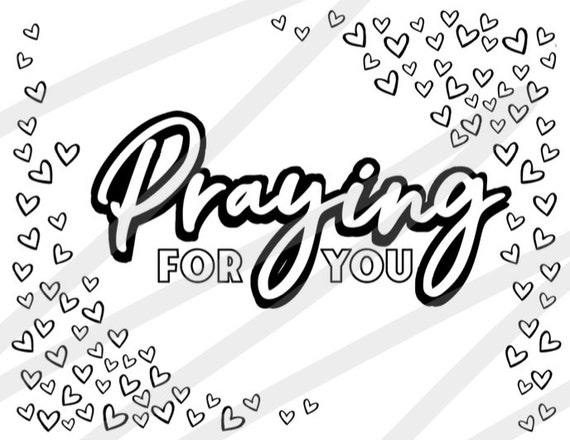 Praying for you card coloring page printable pdf instant download prayers christian coloring page child gift to loved one