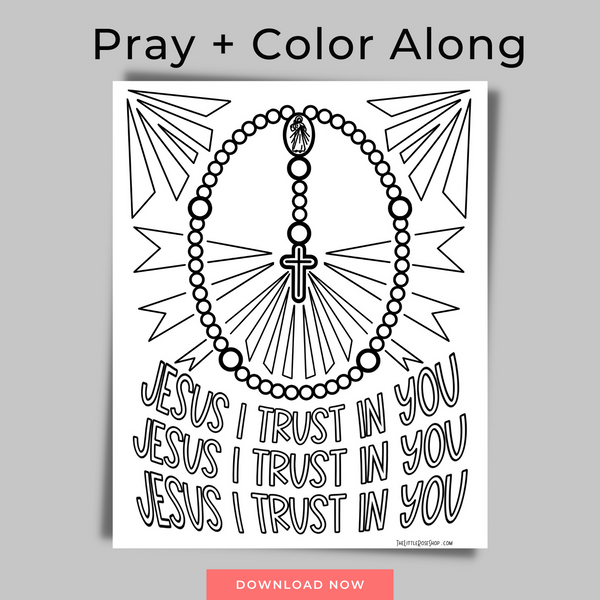 Freebie divine mercy chaplet pray color along printable â the little rose shop