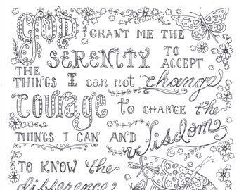 Serenity prayer coloring page digital download coloring coloring page coloring download now