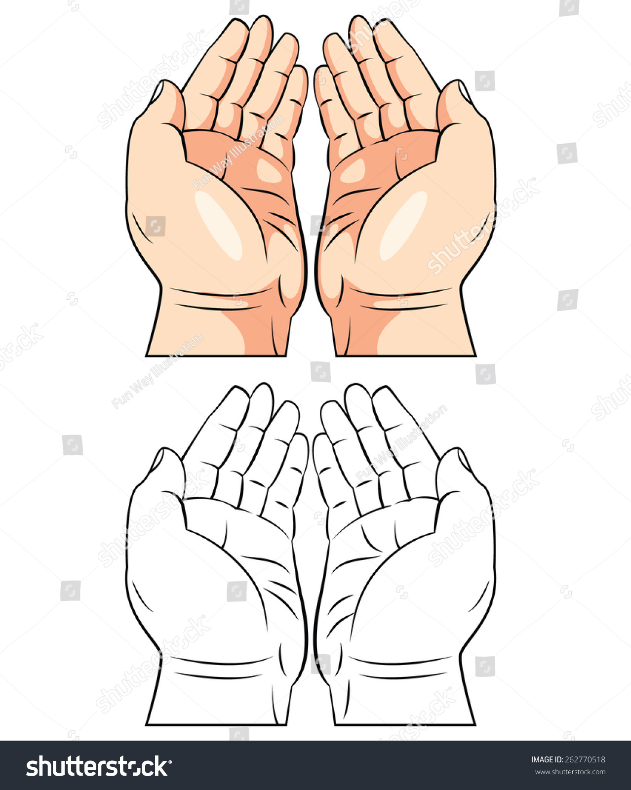 Coloring book praying hand cartoon character stock vector royalty free