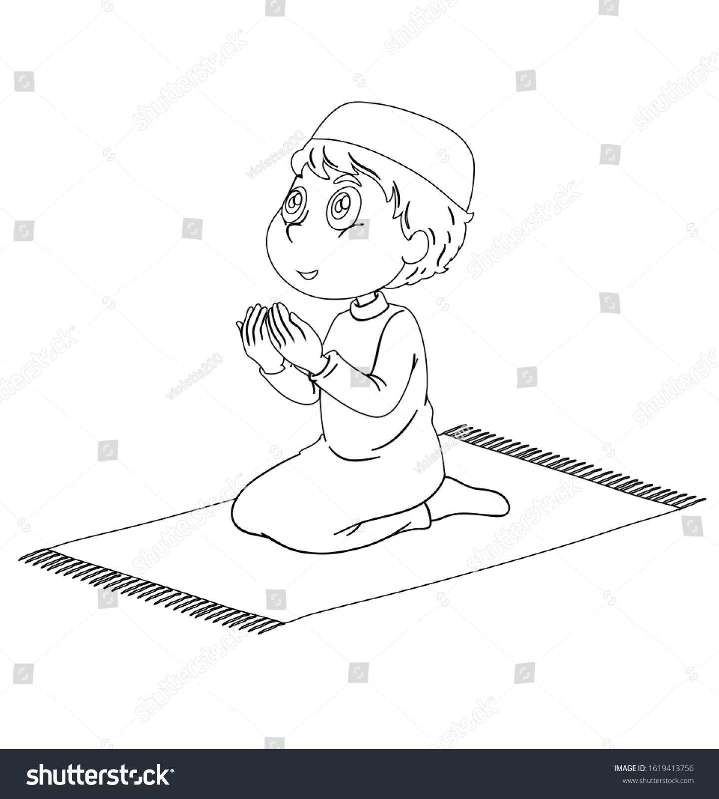 Prayers arab muslim child sits on stock vector royalty free