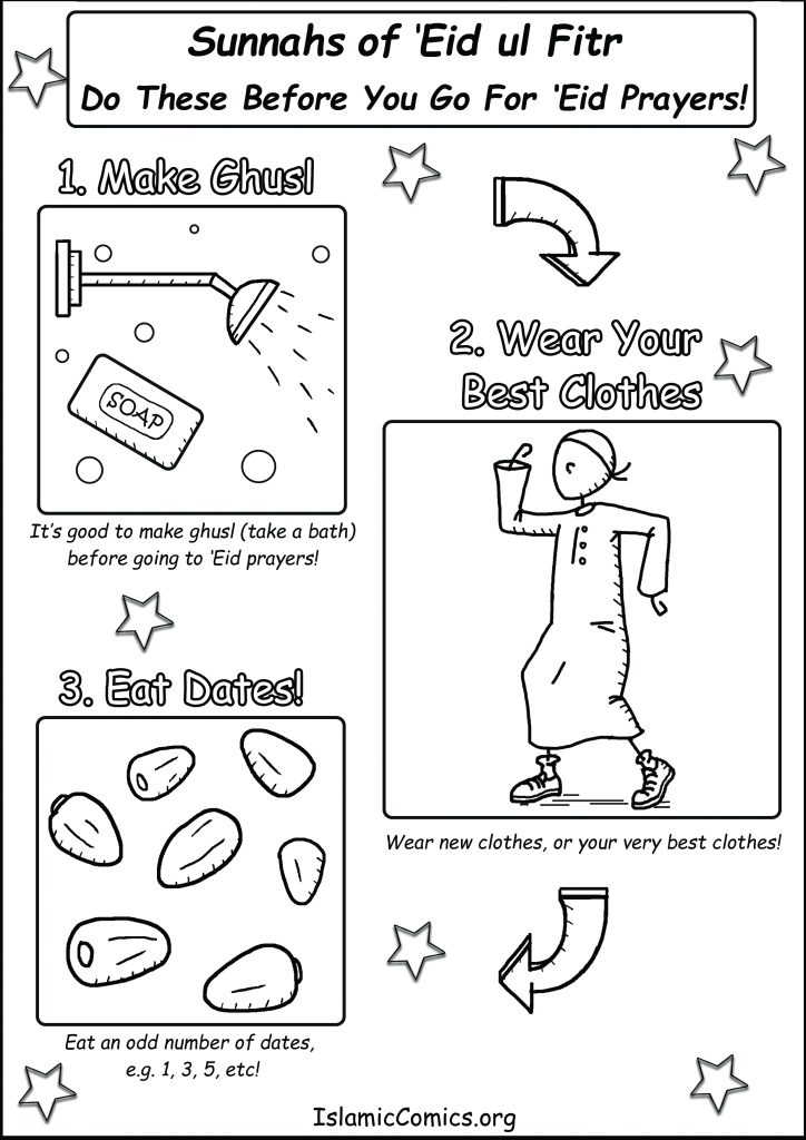Sunnahs of eid ul fitr â coloring sheets â islamic comics