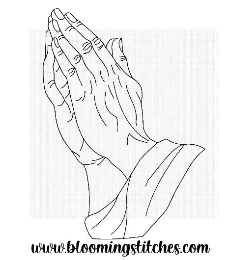 Praying hands outlines â blooming stitches