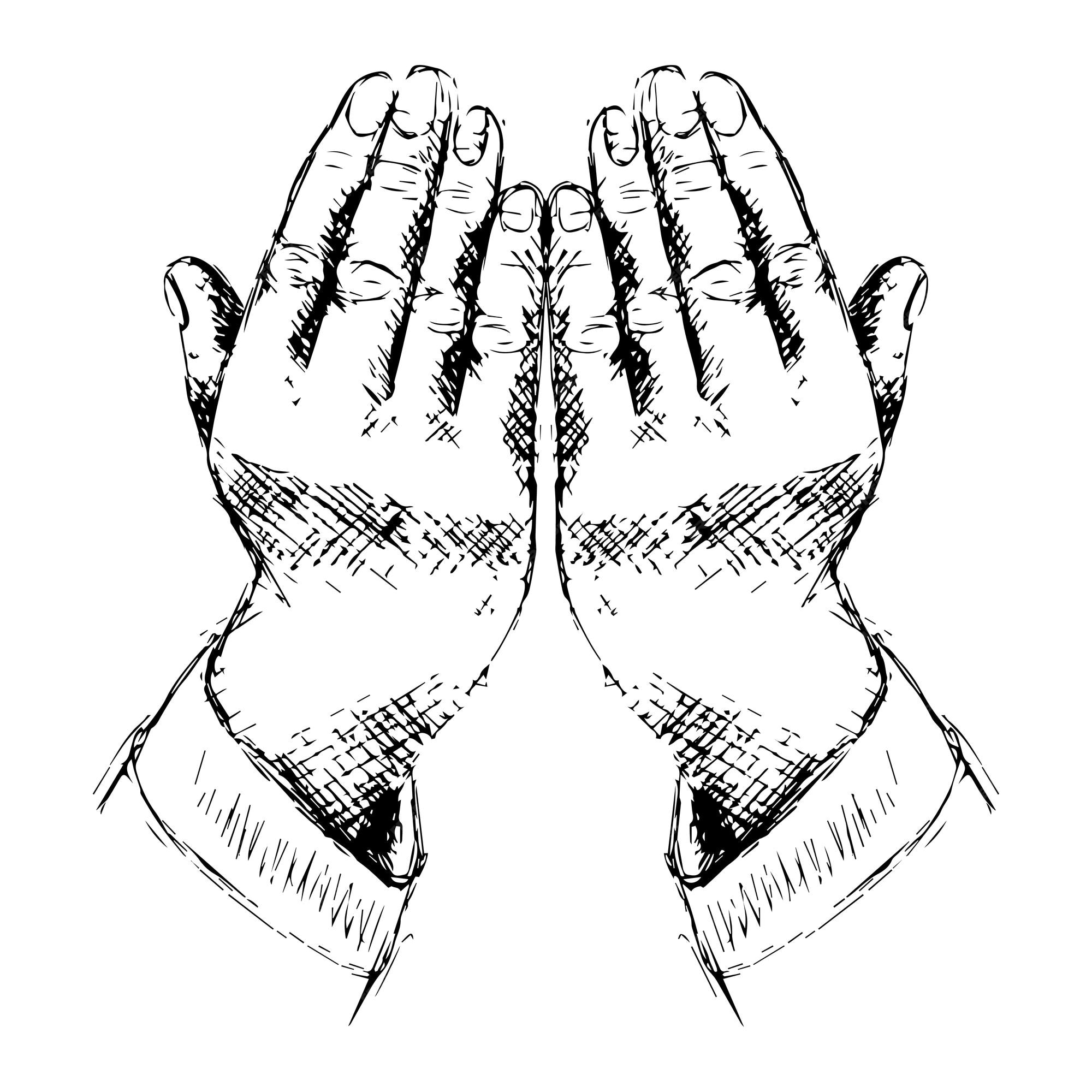 Premium vector praying hands hand drawing illustration