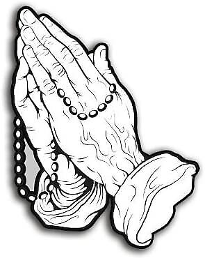 X inch praying hands with rosary sticker decal pray faith jesus god christian