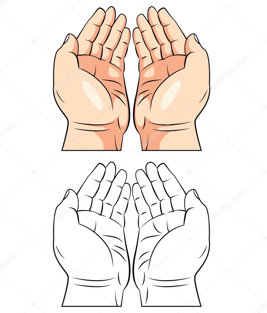 Coloring book praying hand cartoon character stock vector by funwayillustration