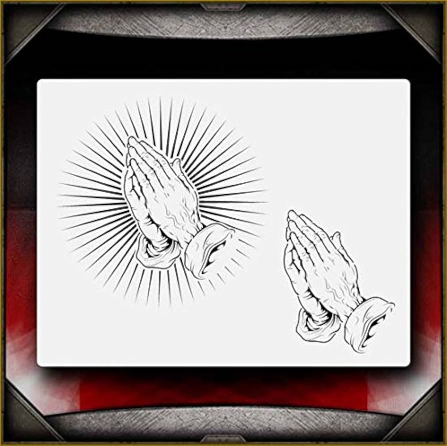 Praying hands airsick airbrush stencil template