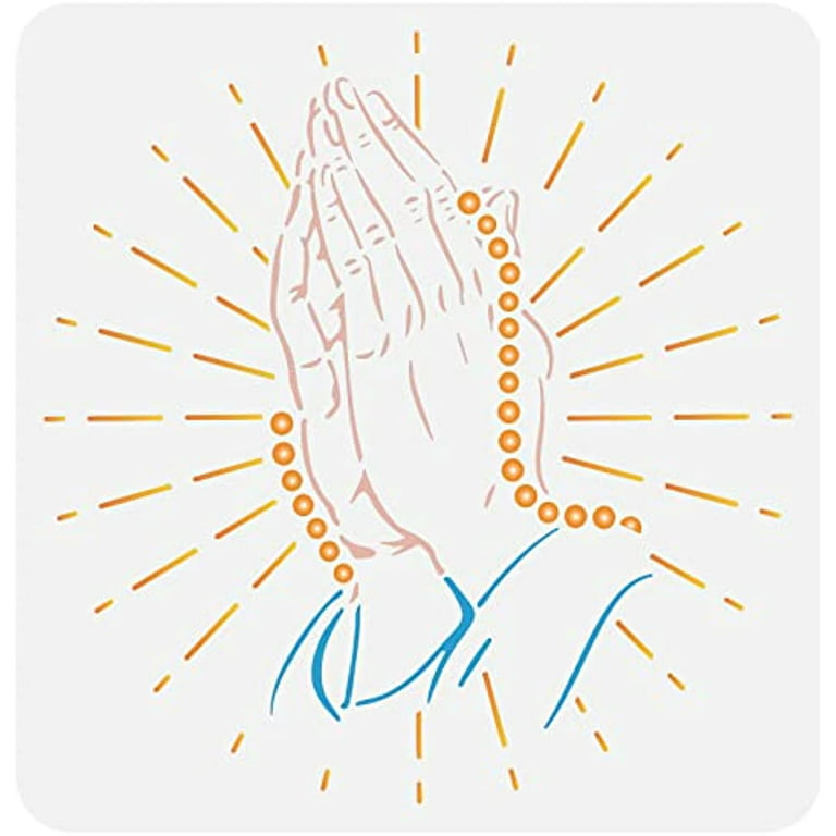 Praying hands stencil for painting xinch reusable praying hand pattern drawing stencil buddhas hand stencil for painting on wall canvas tile furniture and paper