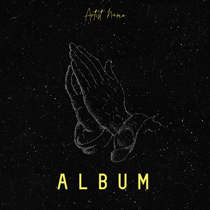 Praying hands art illustration album cover template