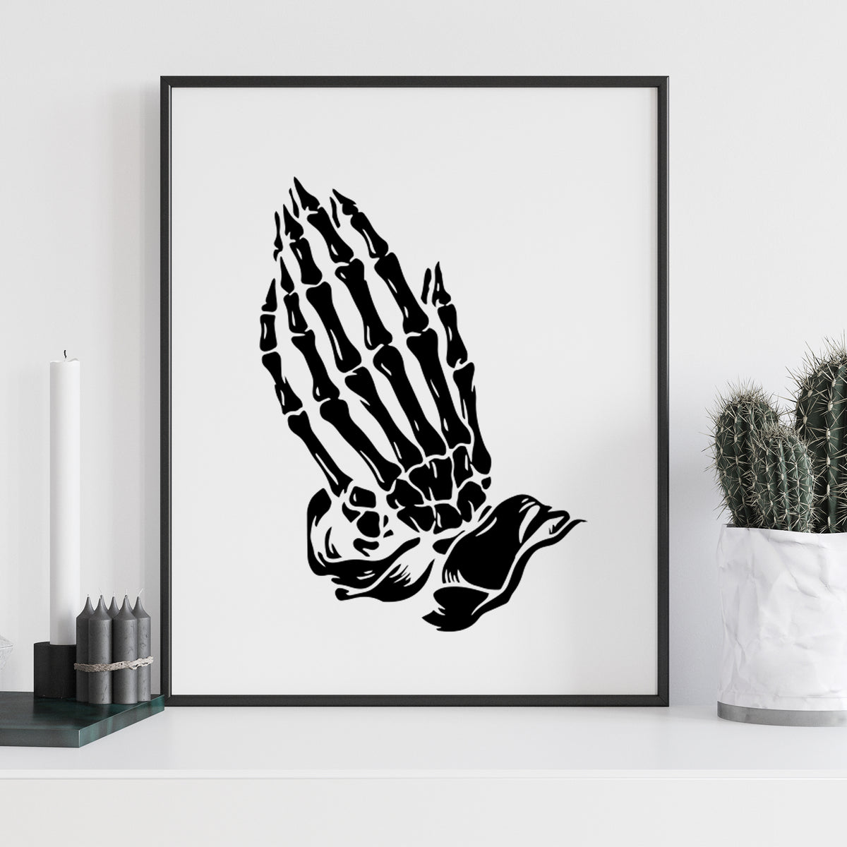 Praying skeleton hands vinyl decal sticker wall art blvck label