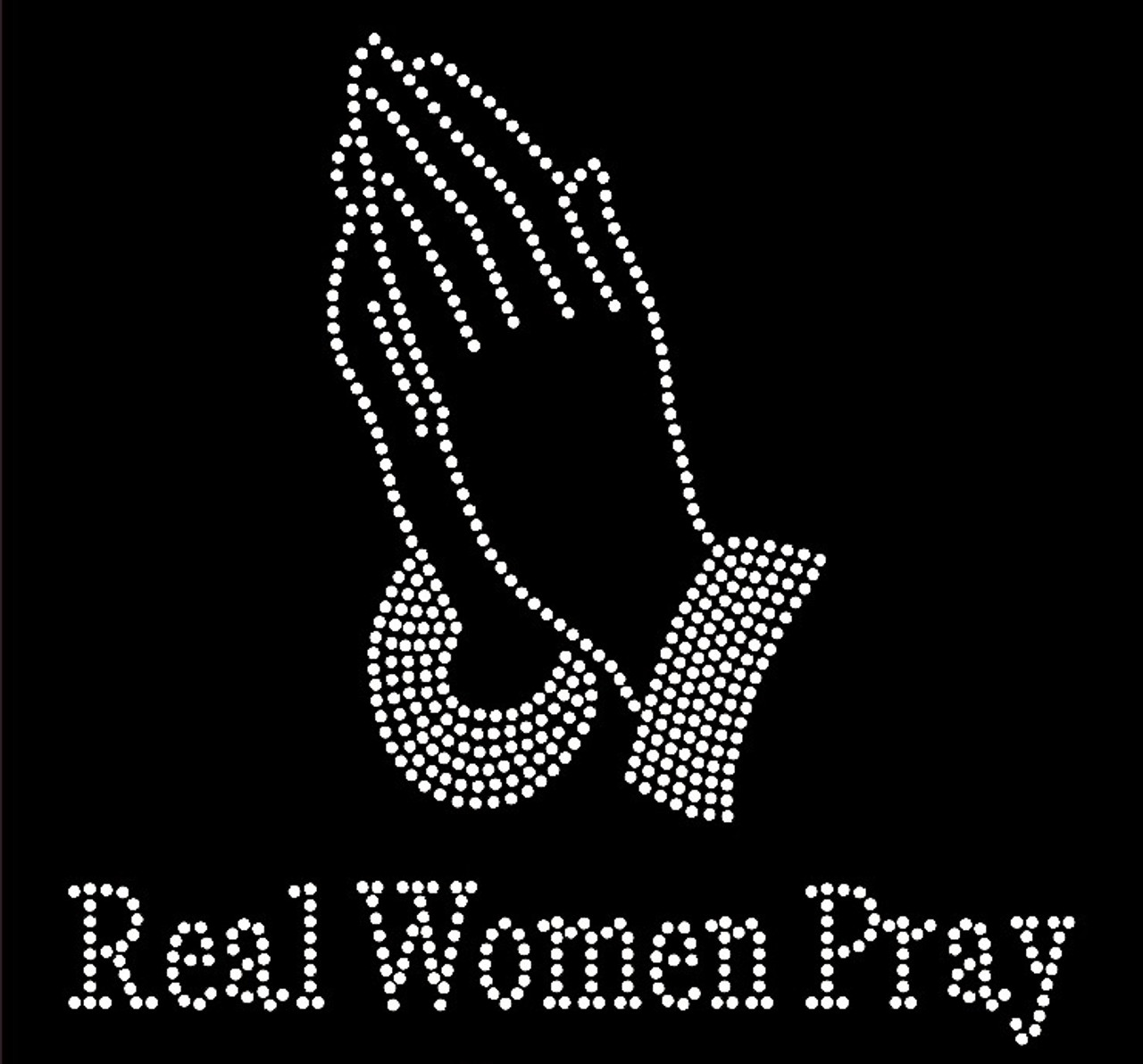Real women pray hands religious rhinestone transfer
