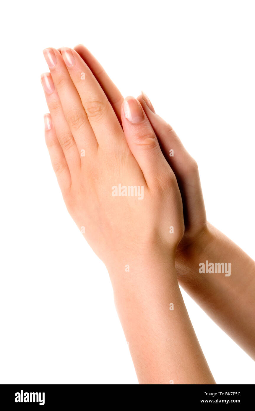 Prayer hands cut out stock images pictures