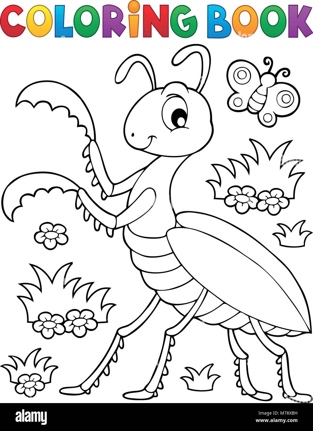 Coloring book praying mantis theme