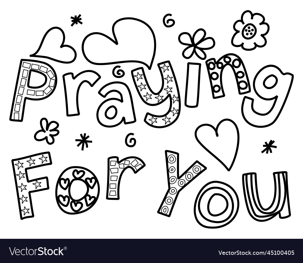 Praying for you coloring text royalty free vector image
