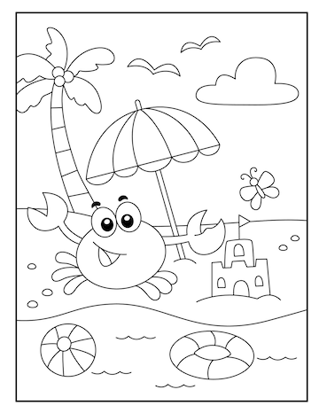 Premium vector crab coloring pages for kids