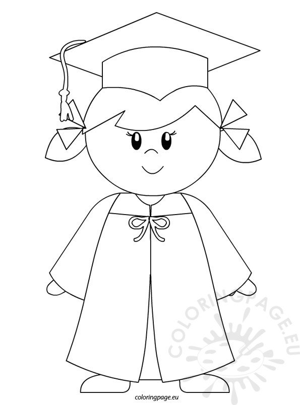 Kindergarten graduate girl coloring page