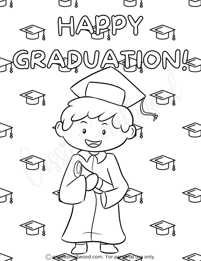 Cute graduation coloring pages