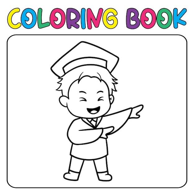 Premium vector vector cute graduation people for childrens coloring page vector illustration