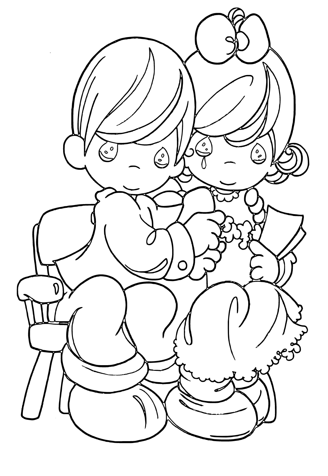 Free printable precious moments friends coloring page sheet and picture for adults and kids girls and boys