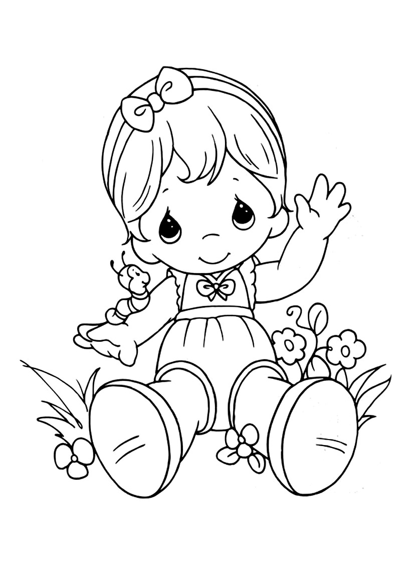 Free precious moments drawing to download and color