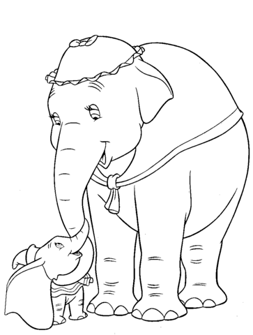 Dumbo and mom coloring page free printable coloring pages