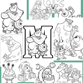 Monster inc coloring pages cute coloring book for kids pages instant download